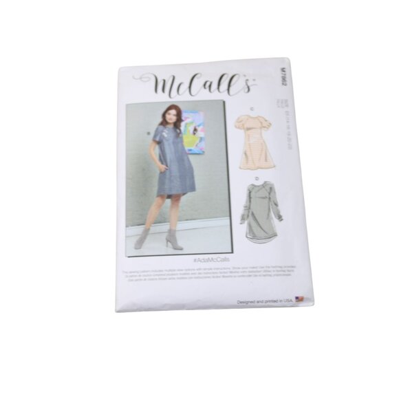 McCalls M7862 Ladies Plus Size Dress Knee Length UNCUT 93193 14 16 18 20 22 - Picture 1 of 3